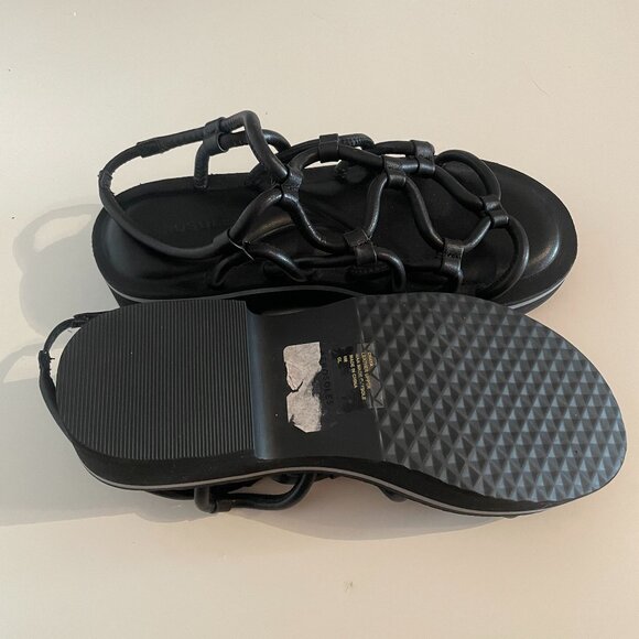 Aerosoles CHAYA Black Leather Platform Strappy Fisherman sandals Size 6 - New - Picture 5 of 7